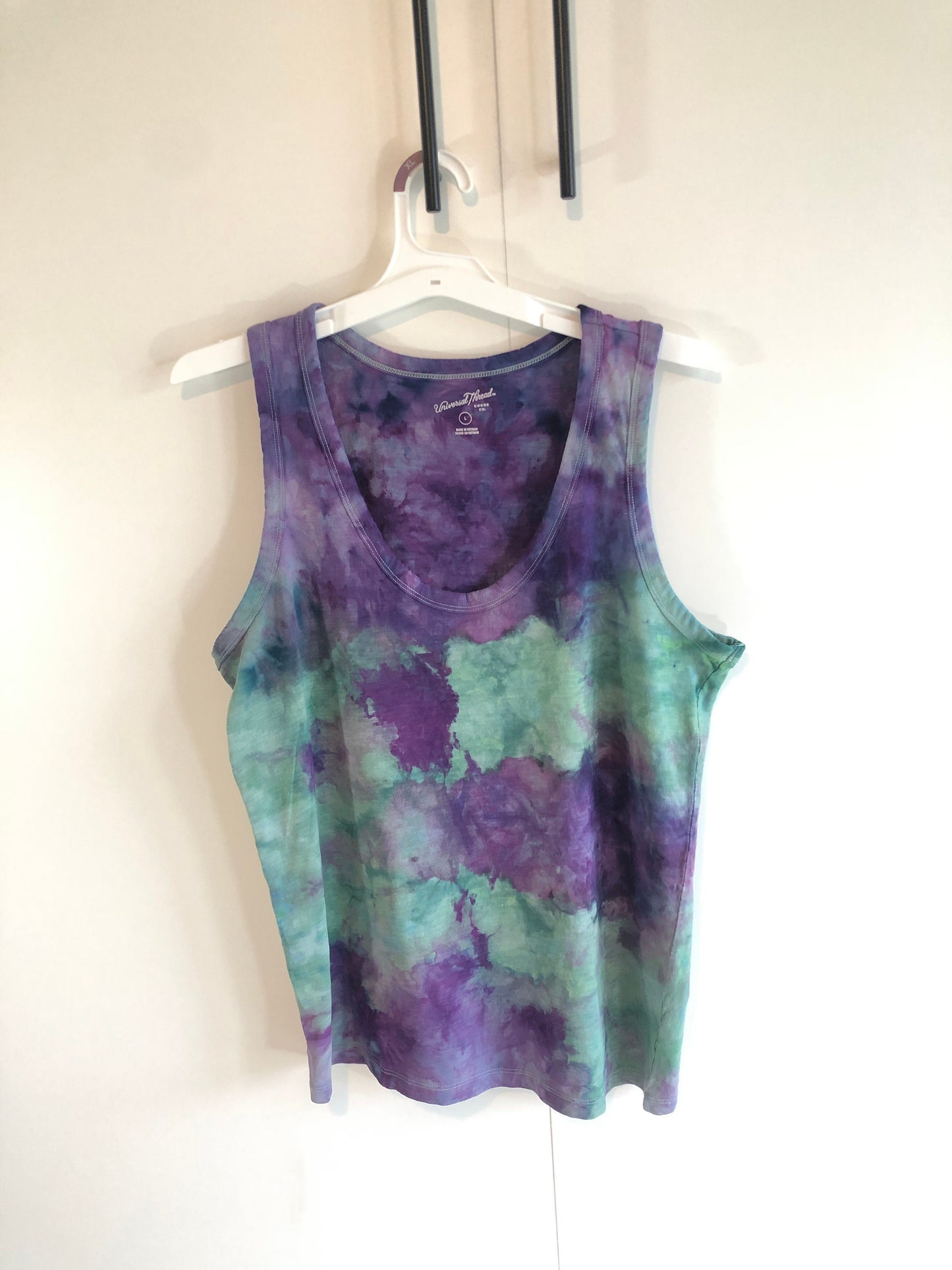 Tie dye tank top- bright purple, green