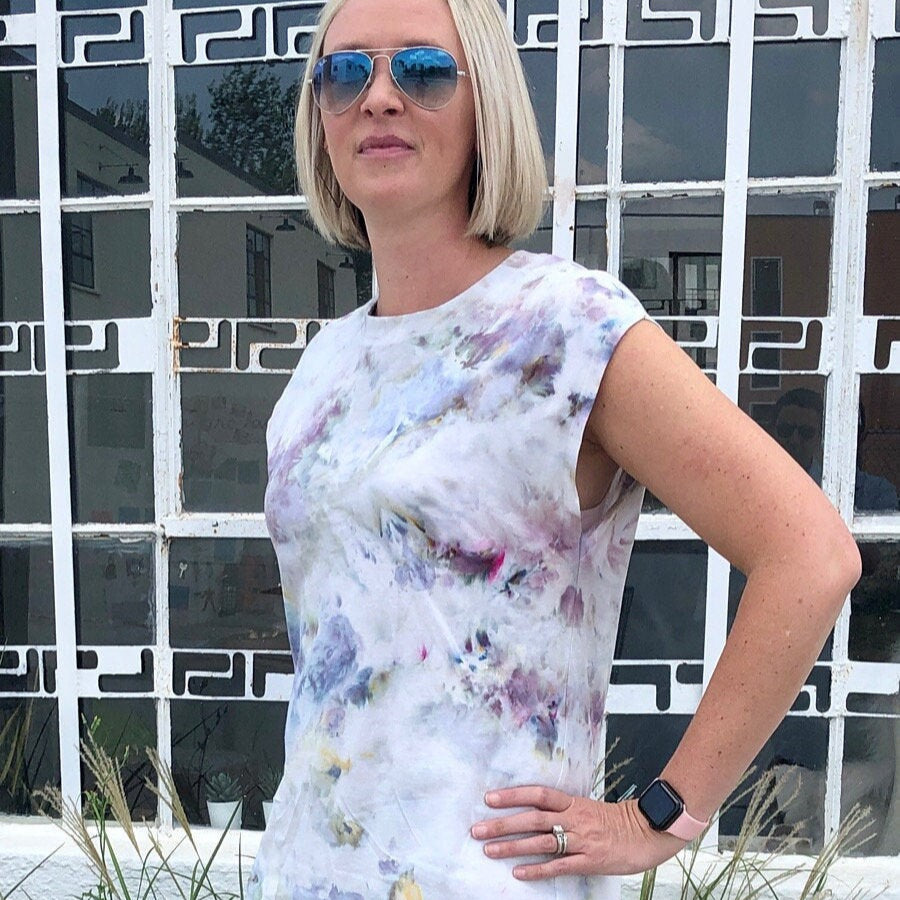 blue tie dye t shirt dress TIE DYE MAXI T-SHIRT DRESS 2x / Marine/ Multi