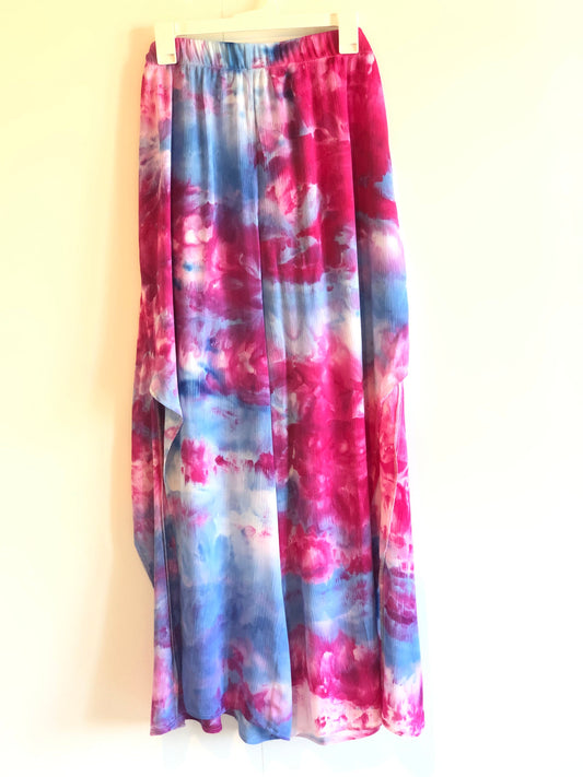 Tie dye beach cover up pants- pink and blue