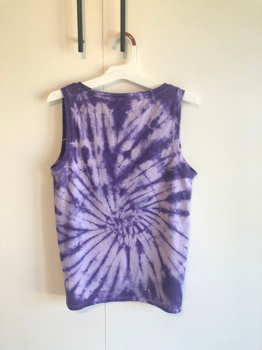 TCU purple spiral tie dyed tank top