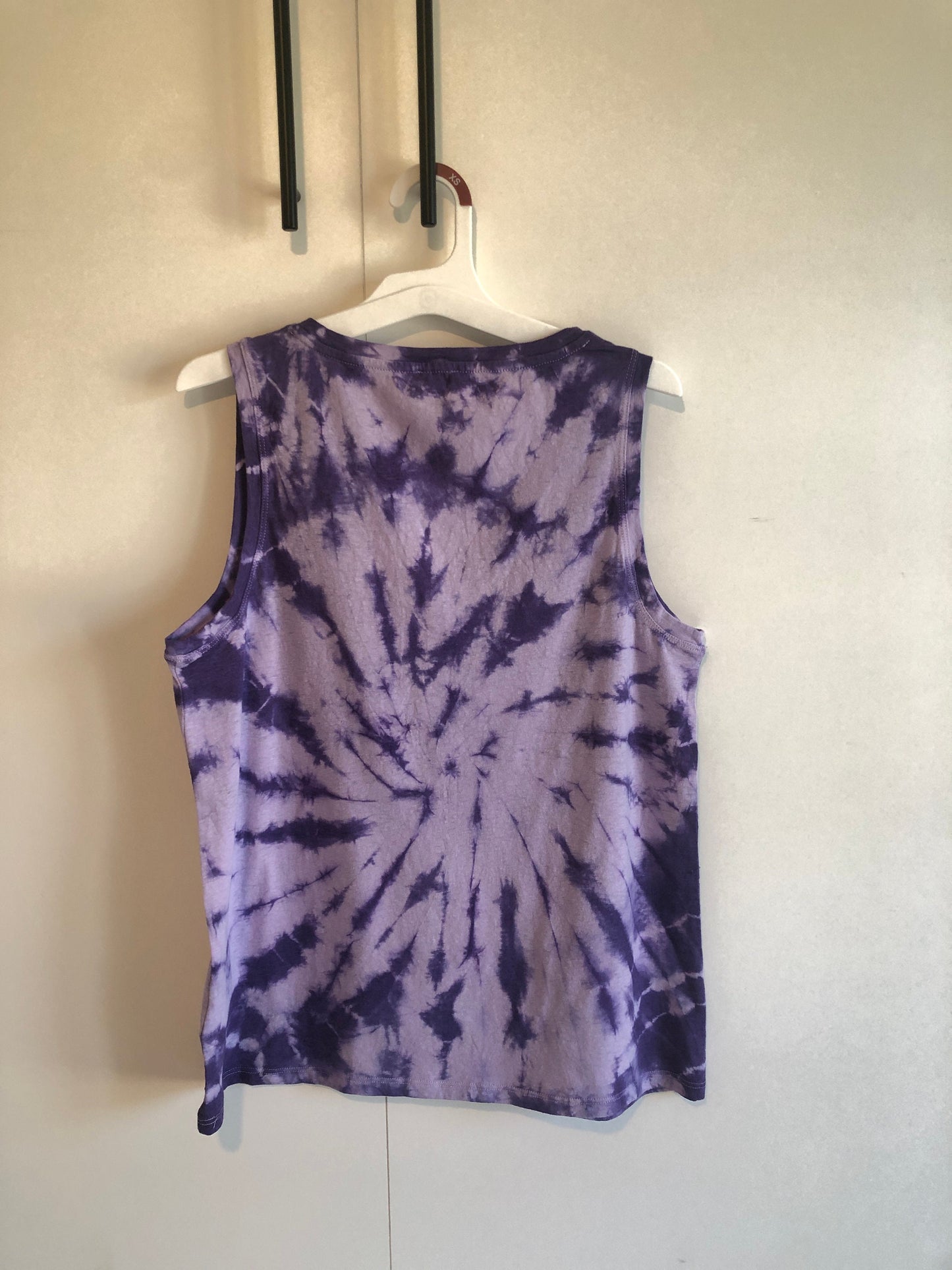 TCU purple spiral tie dyed tank top