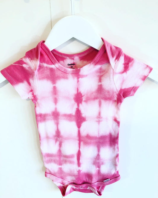 Organic Pink shibori onesies Long/short sleeves