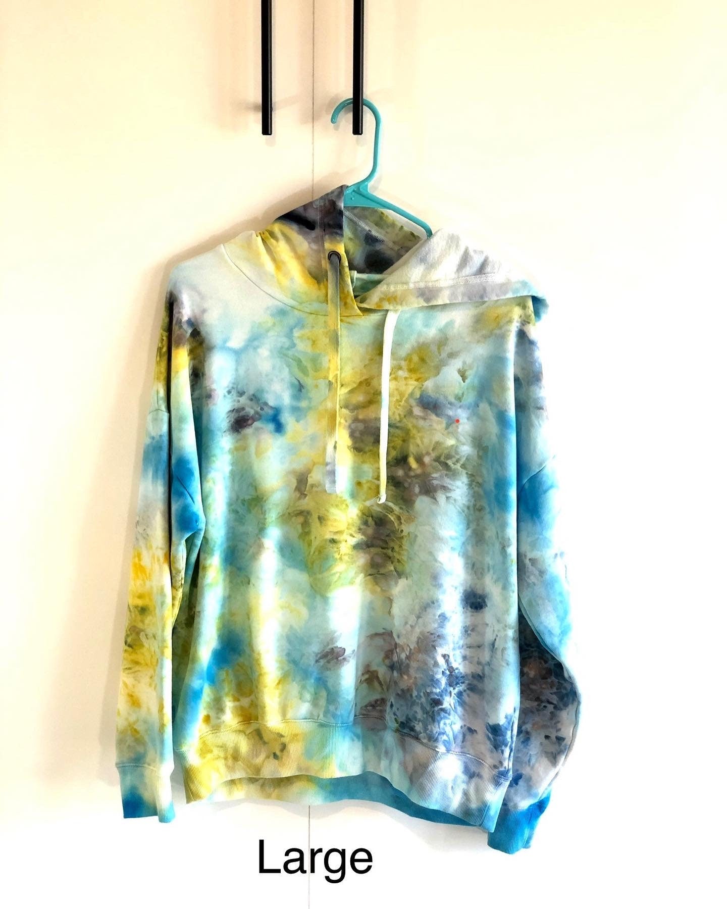 Yellow- blue and gray ice dyed sweatshirt- light large