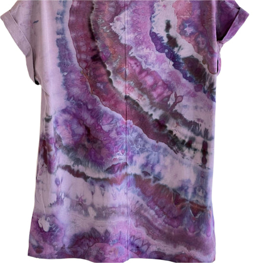 Purple modal ice dyed geode v-neck t shirts