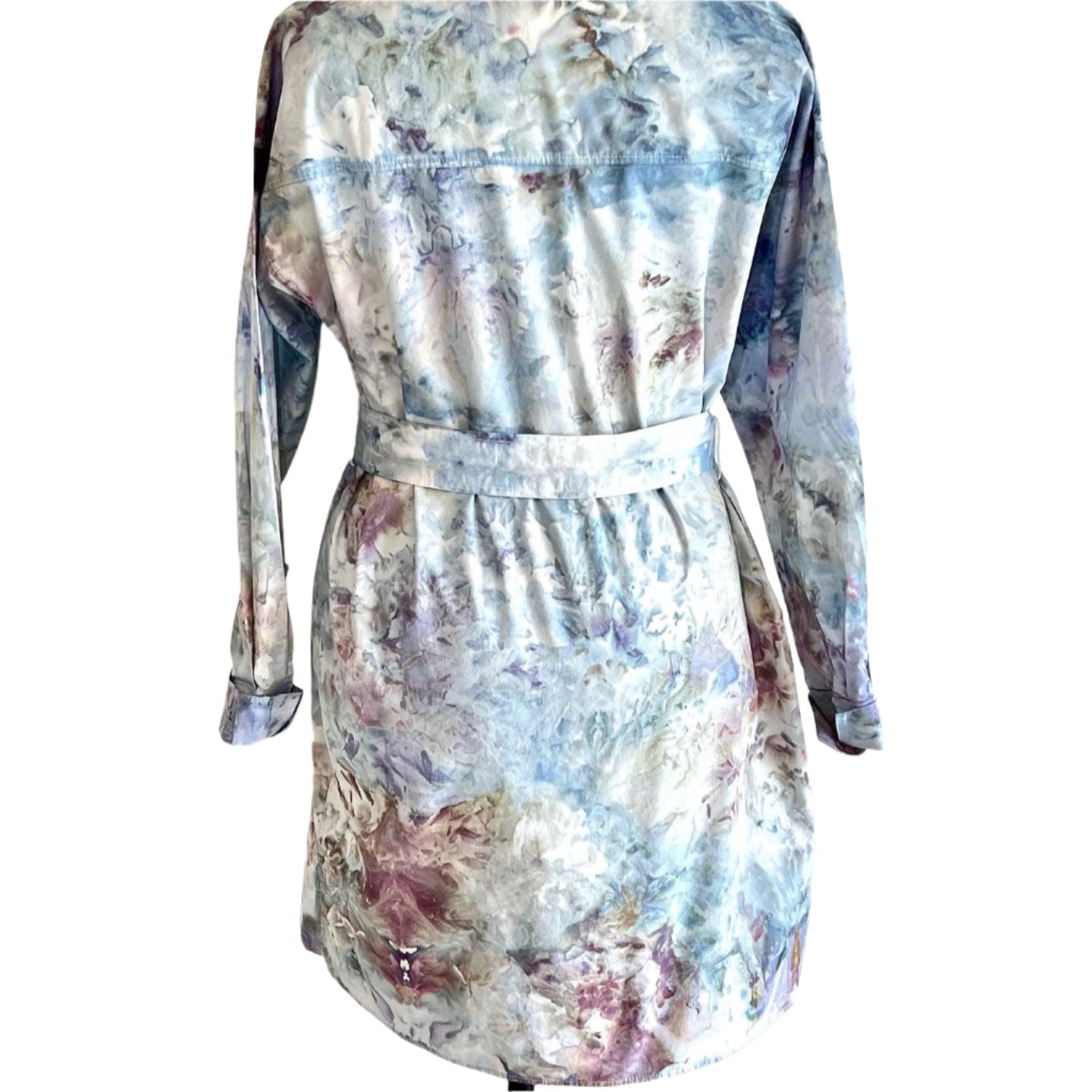 Blue and purple ice dyed summer shirt dress