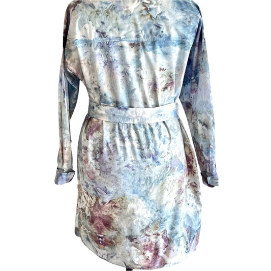 Blue and purple ice dyed summer shirt dress