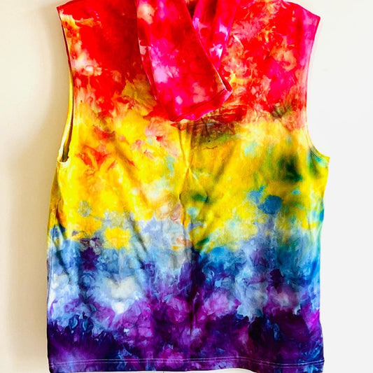 Pride rainbow sleeveless hoodie- unisex large