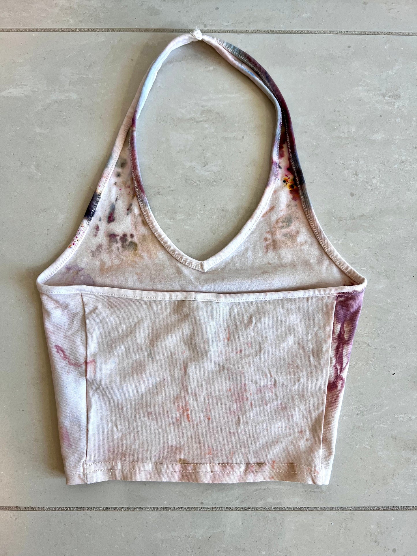 Rose ice dyed haltered v- neck top- xs