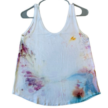 Rust and blue/pink ice dyed tank top. Small