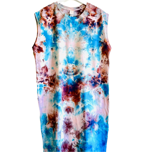 Rust and blue ice dyed dress-X- Large