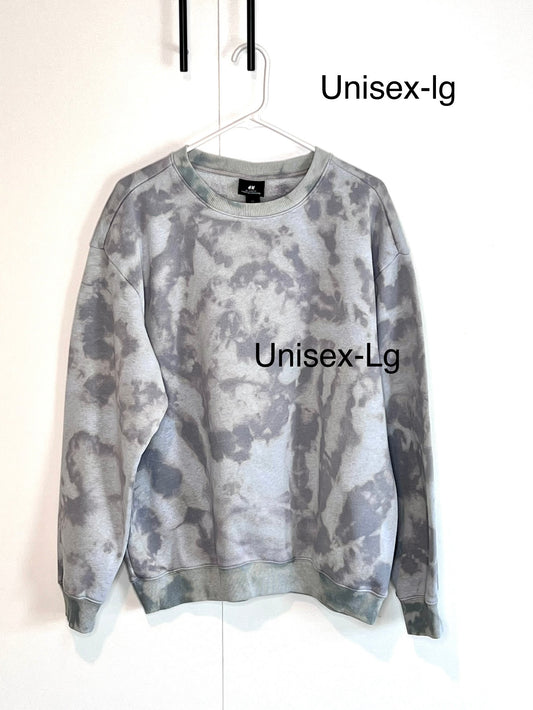 Gray Reverse tie dyed crew neck sweatshirt -UNISEX