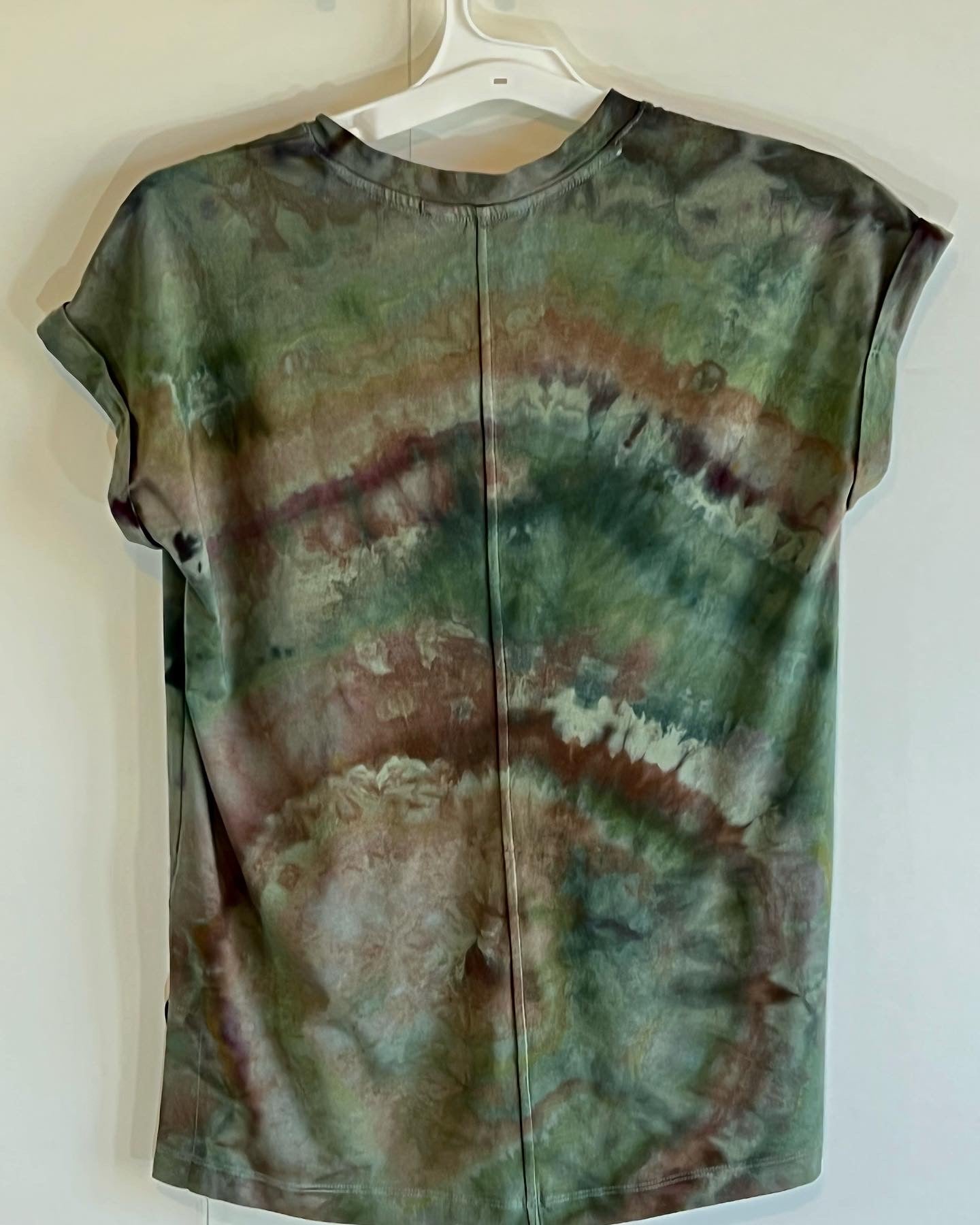 Green modal ice dyed geode v-neck t shirts- XS