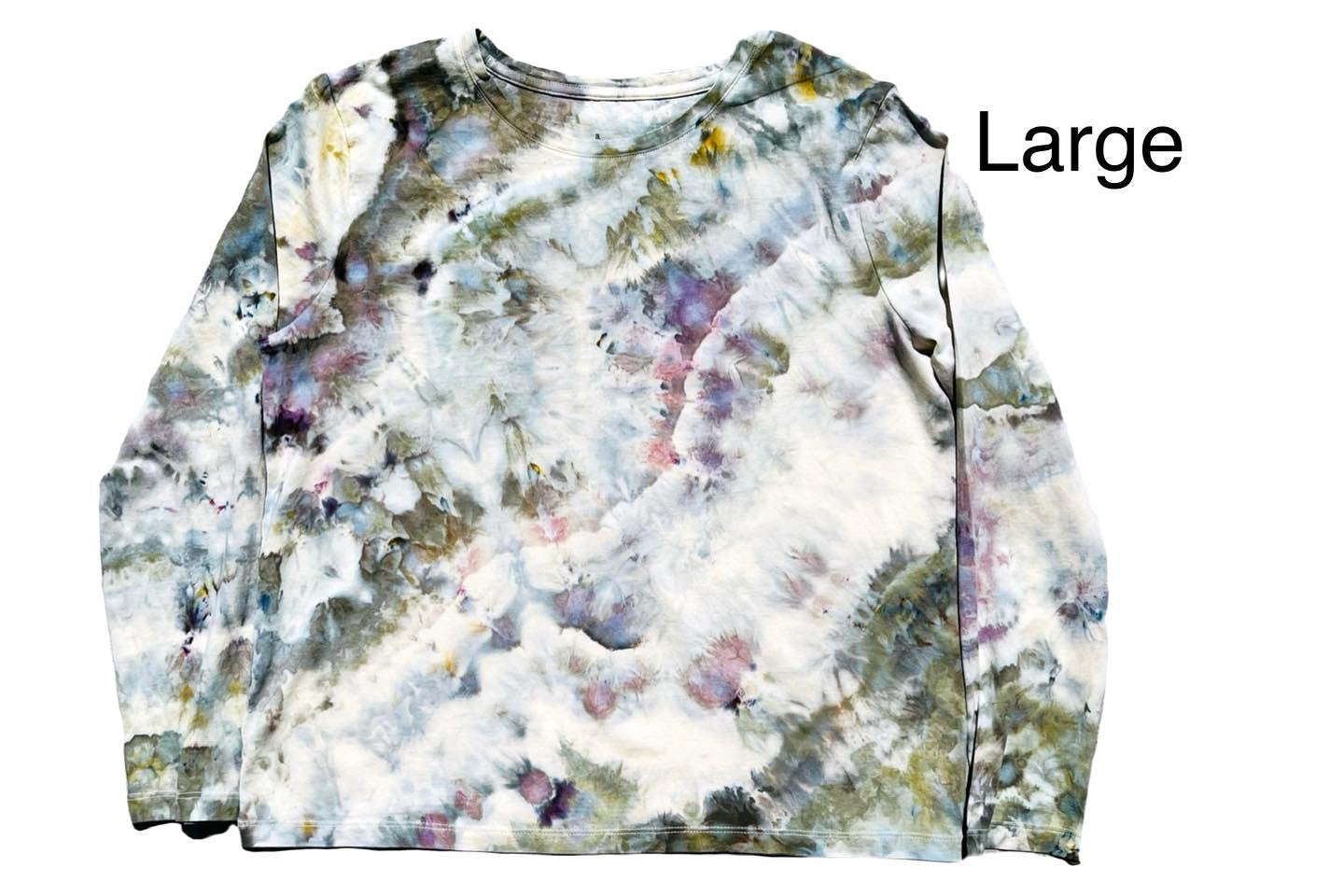 green/ yellow geode ice dyed long sleeve t-shirt- super soft