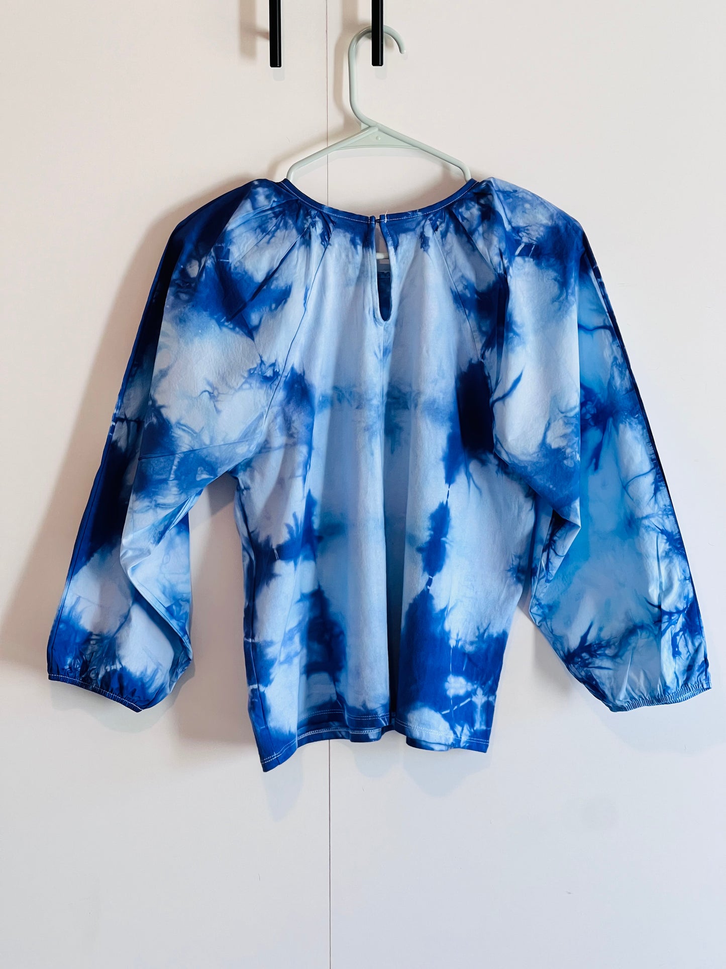 Indigo hand dyed shibori blouse - Medium