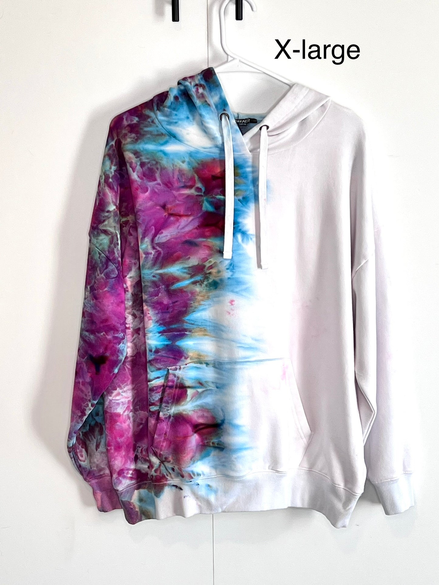 fuscia and blue fade ice dyed hoodie x-large