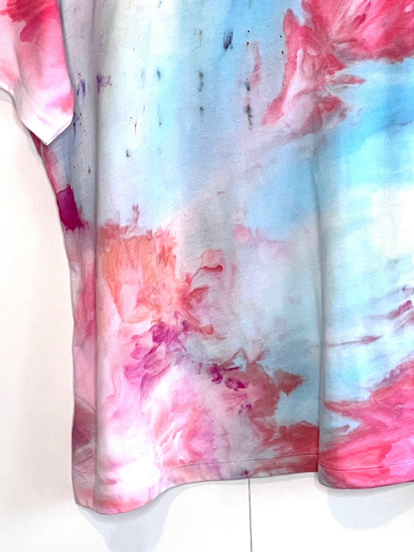 Pastel flowers  ice dyed t- shirt. XLargel