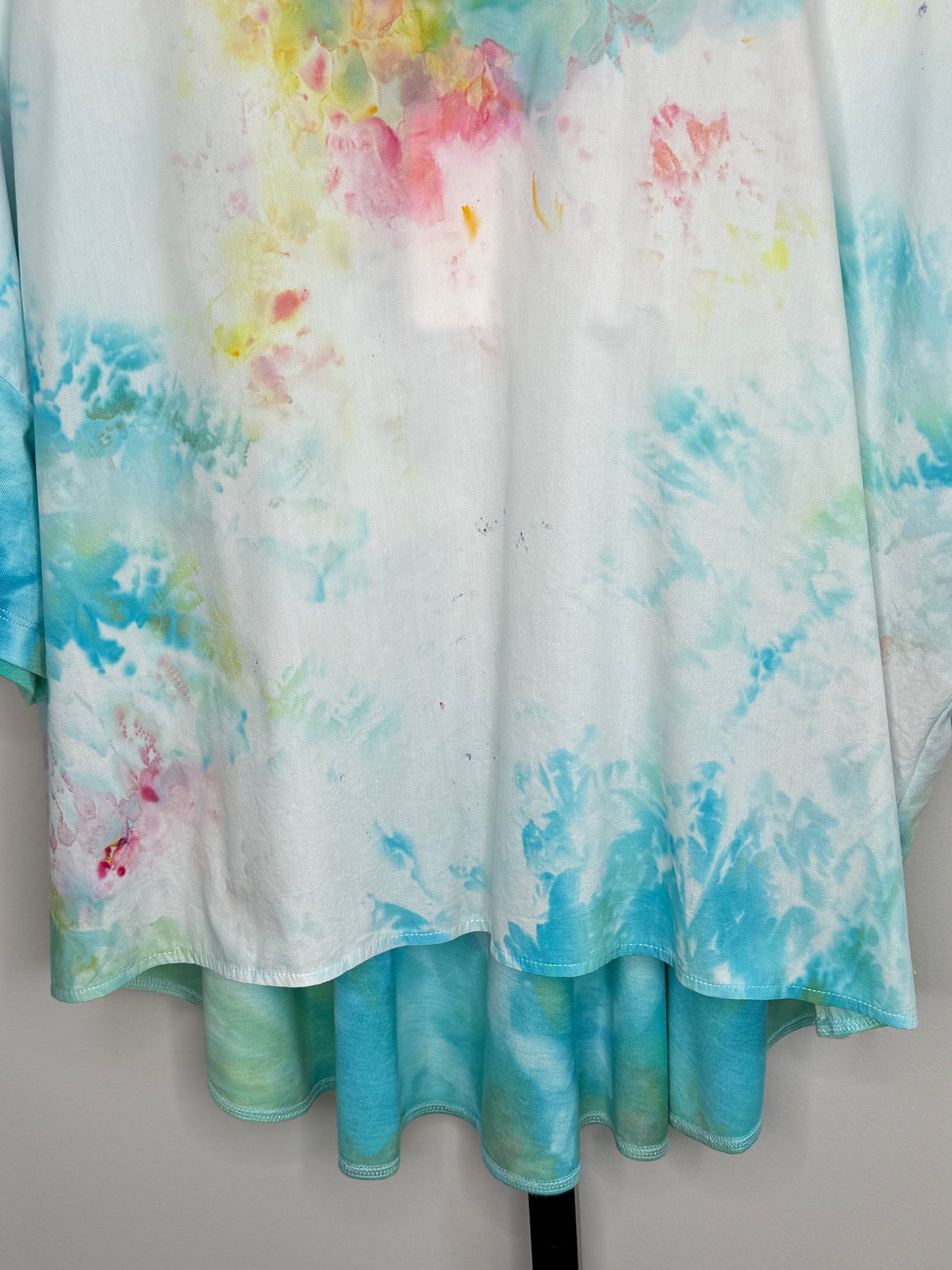 French connection  Pastel Tie-Dye Shirred Back Top | Flowy Relaxed Fit Tee | Soft Stretch Gathered Neck Blouse