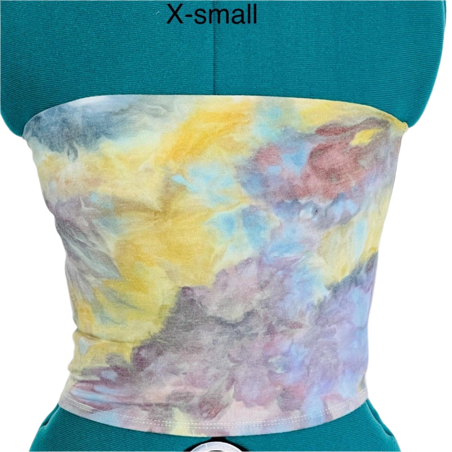 Reimagined peacock tie dyed tube top- x-small