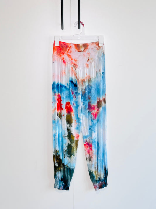 Monet inspired harem pants- ice dyed-large