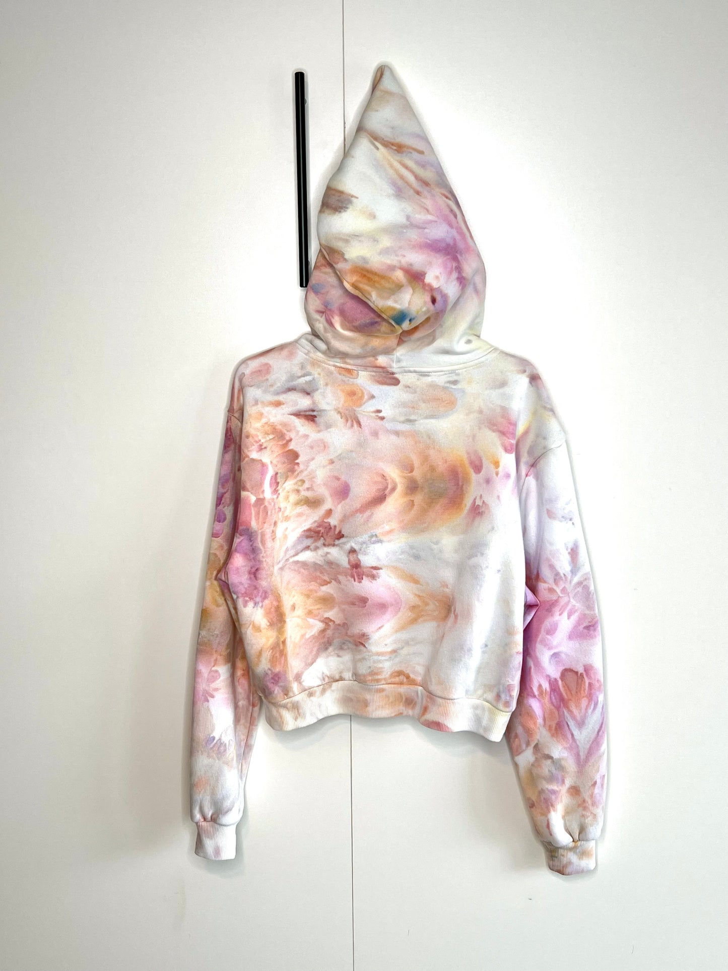 peach and pink ice dyed zip up hooded sweatshirt- Xl