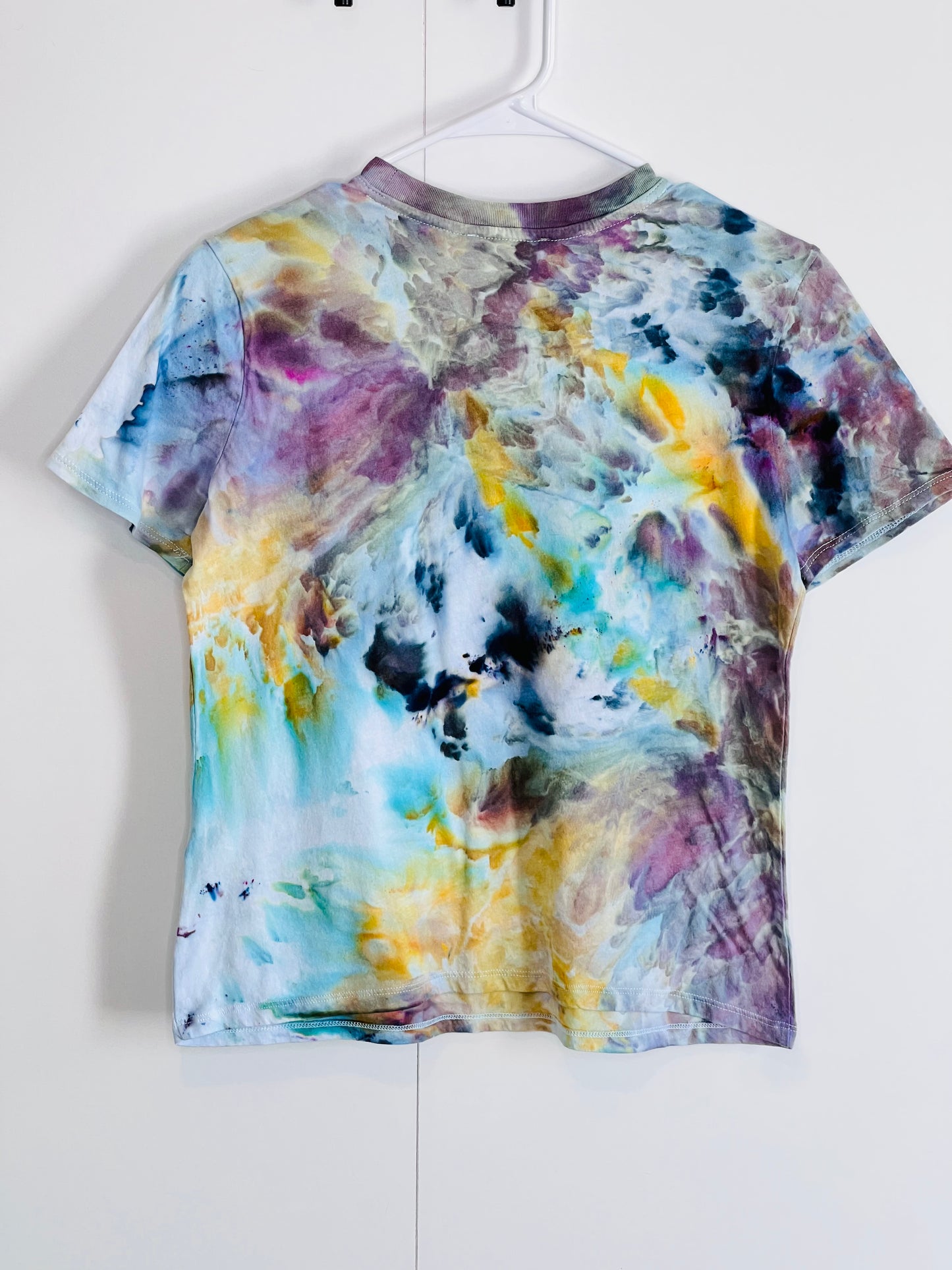 Reimagined peacock abstract ice dyed t shirt LARGE