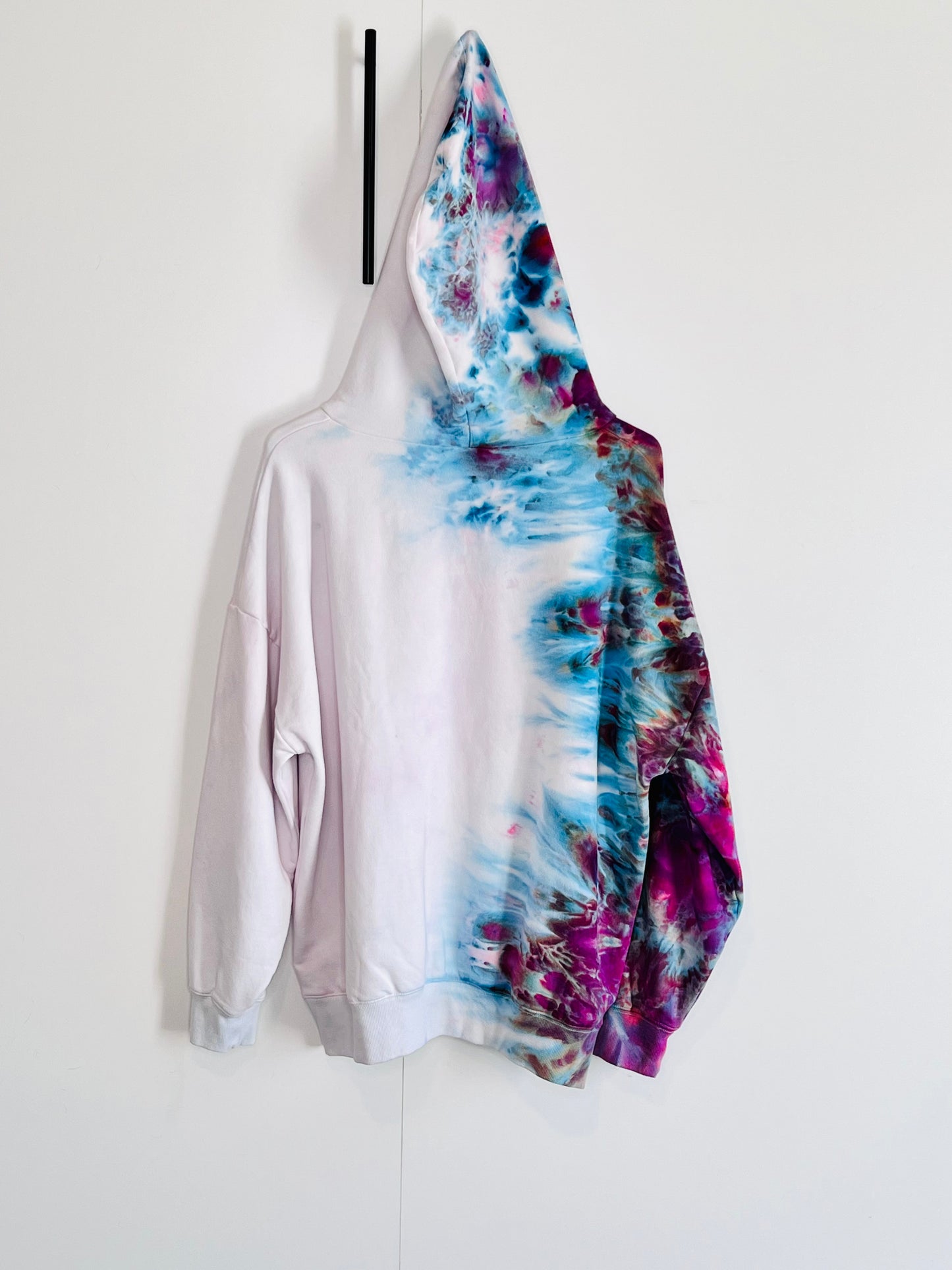 fuscia and blue fade ice dyed hoodie x-large