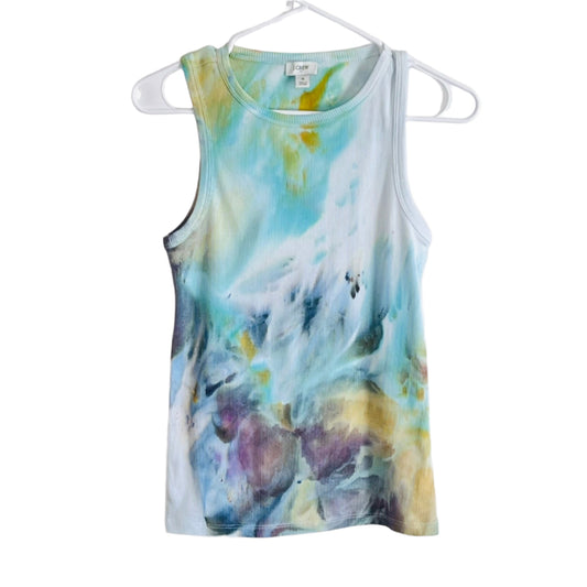 Reimagined peacock abstract ice dyed ribbed tank top- Small