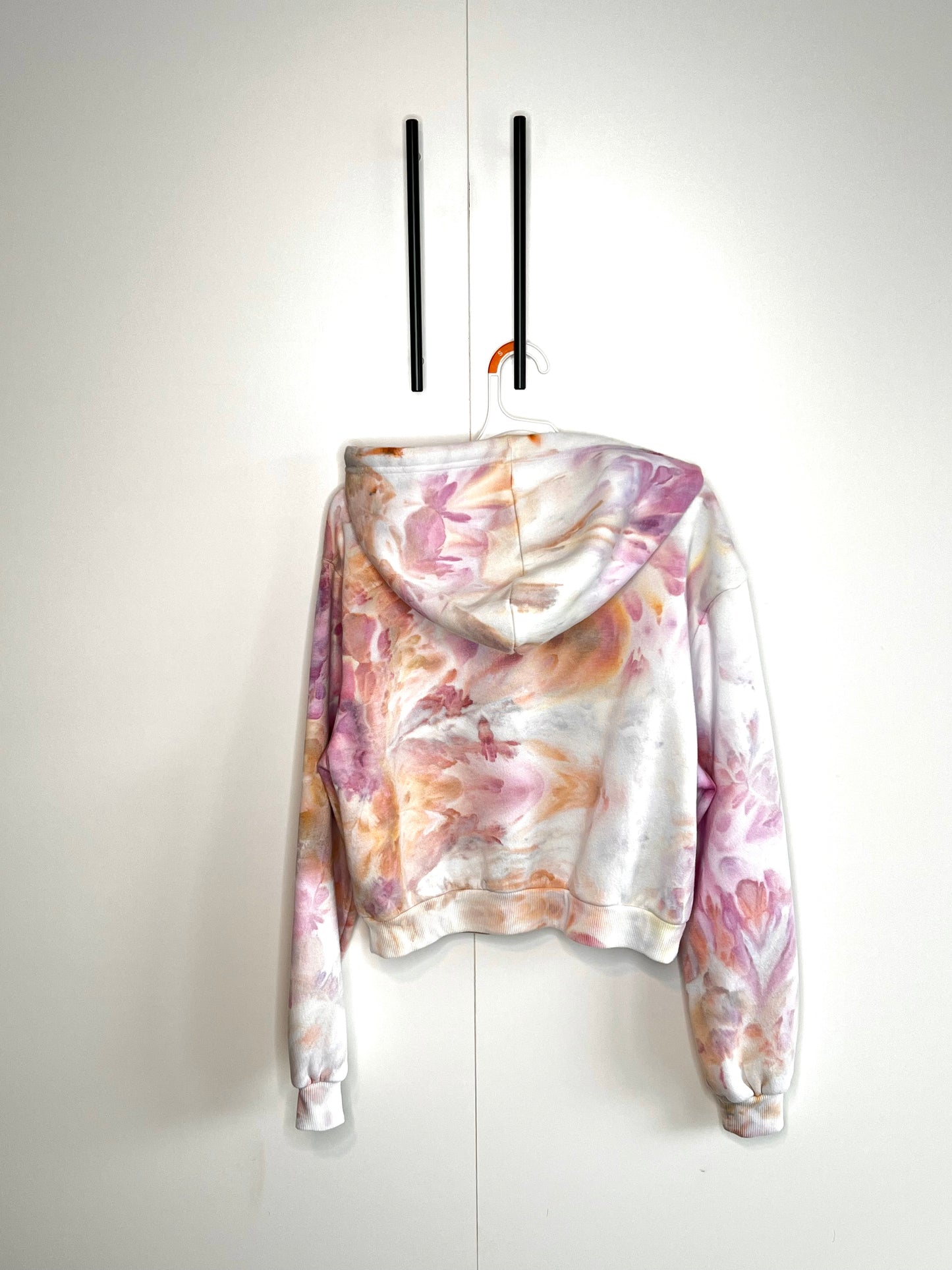 peach and pink ice dyed zip up hooded sweatshirt- Xl