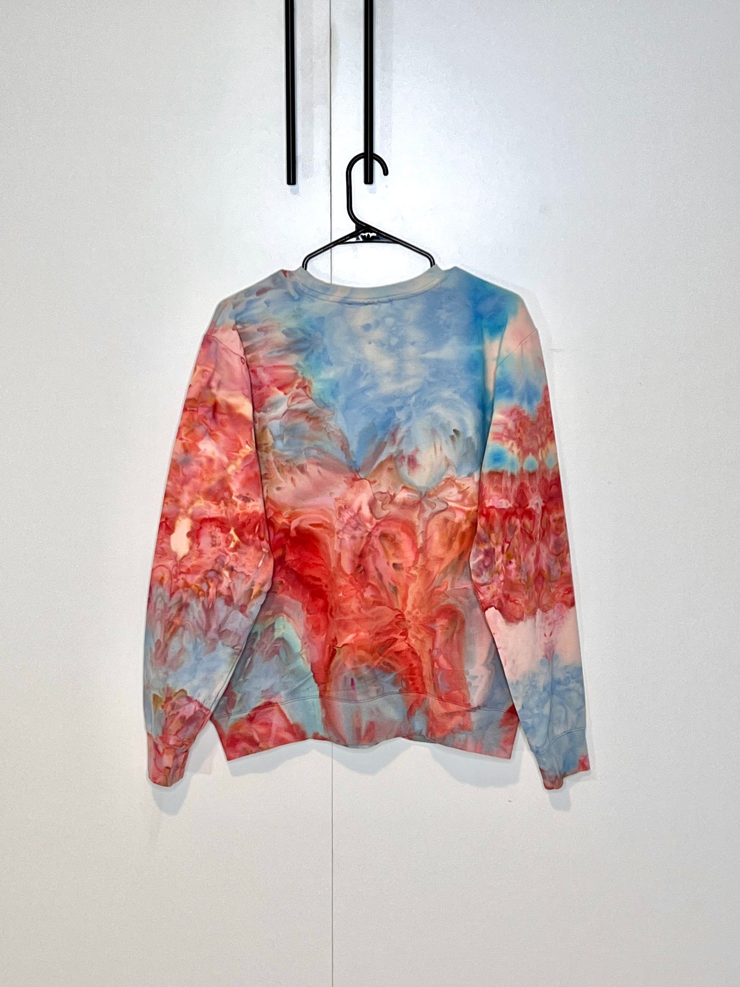 Rust and blue ice dyed sweatshirt with pockets- x-large