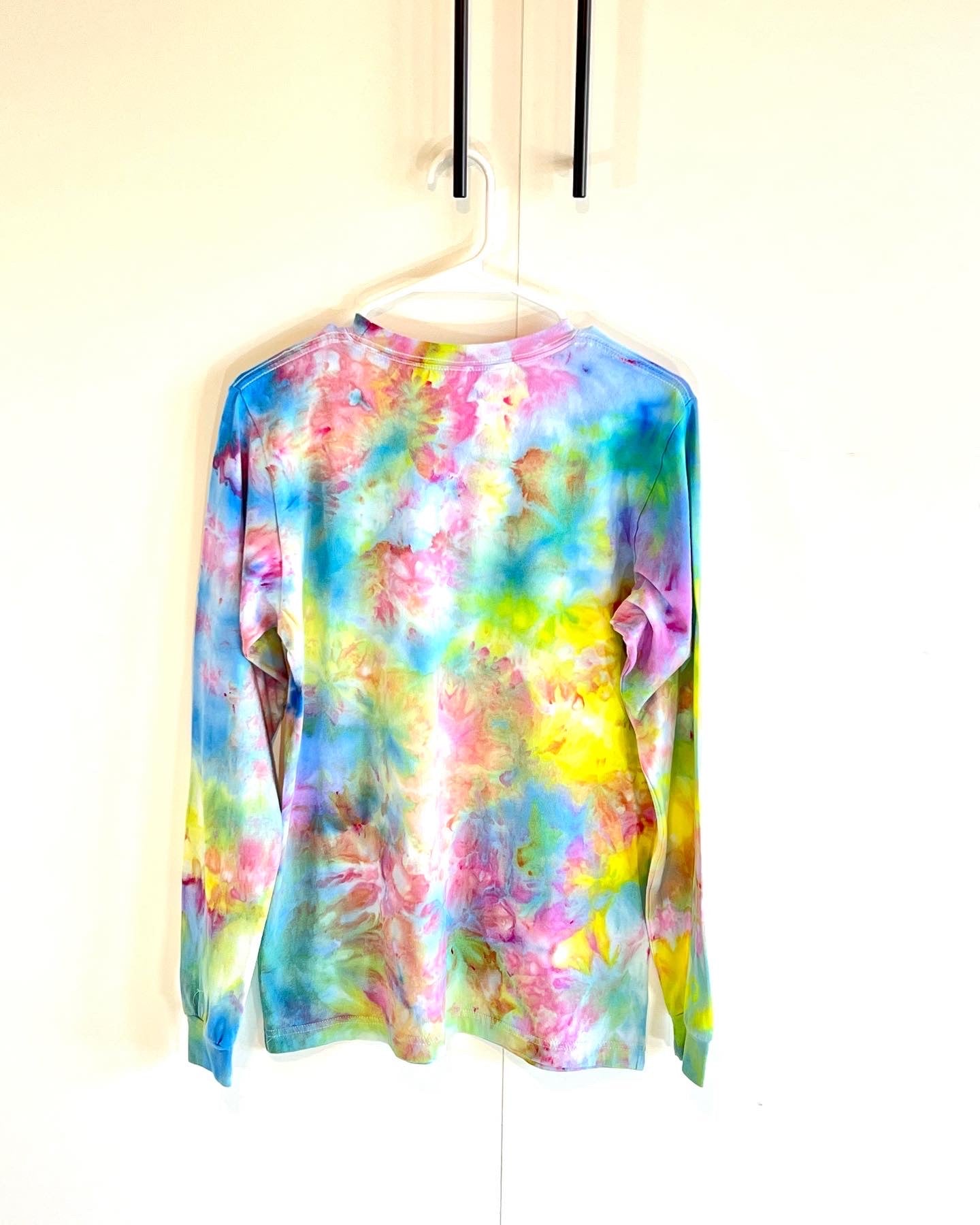 Fluorescent rainbow tie dye long sleeve unisex t-shirt