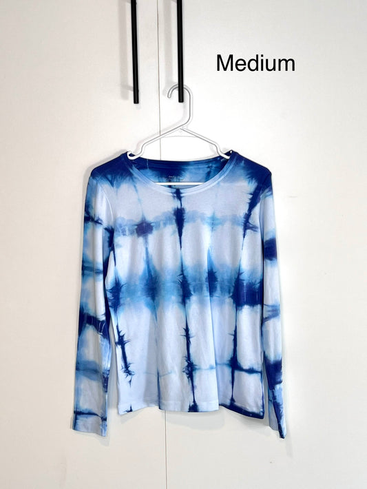 Indigo Shibori tie dyed long sleeve t-shirt