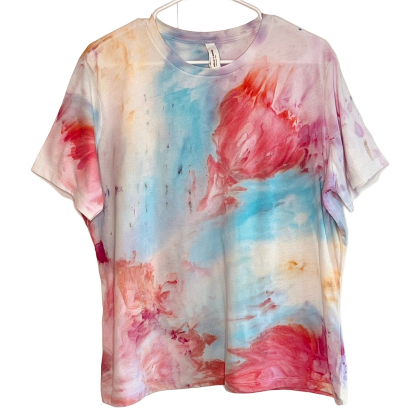 Pastel flowers  ice dyed t- shirt. XLargel