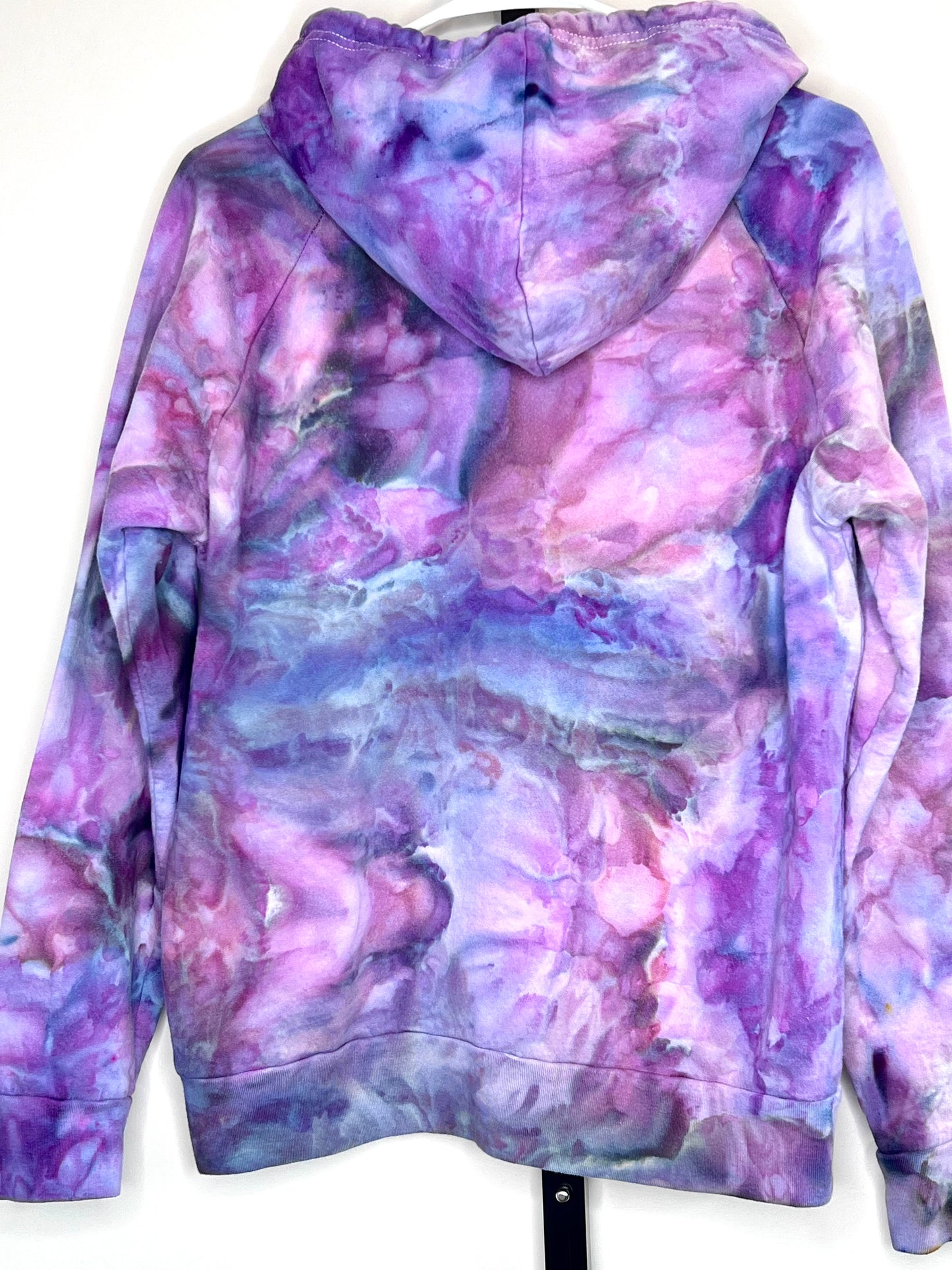 Pink and purple ice dyed zip up hooded sweatshirt-x-large unisex