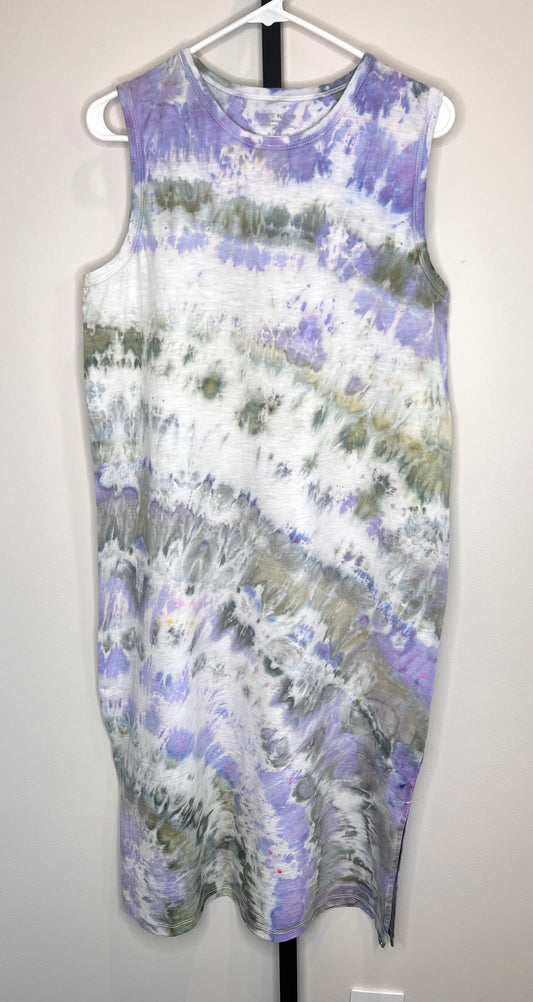 Lilac dream ice dyed t-shirt maxi dress- large