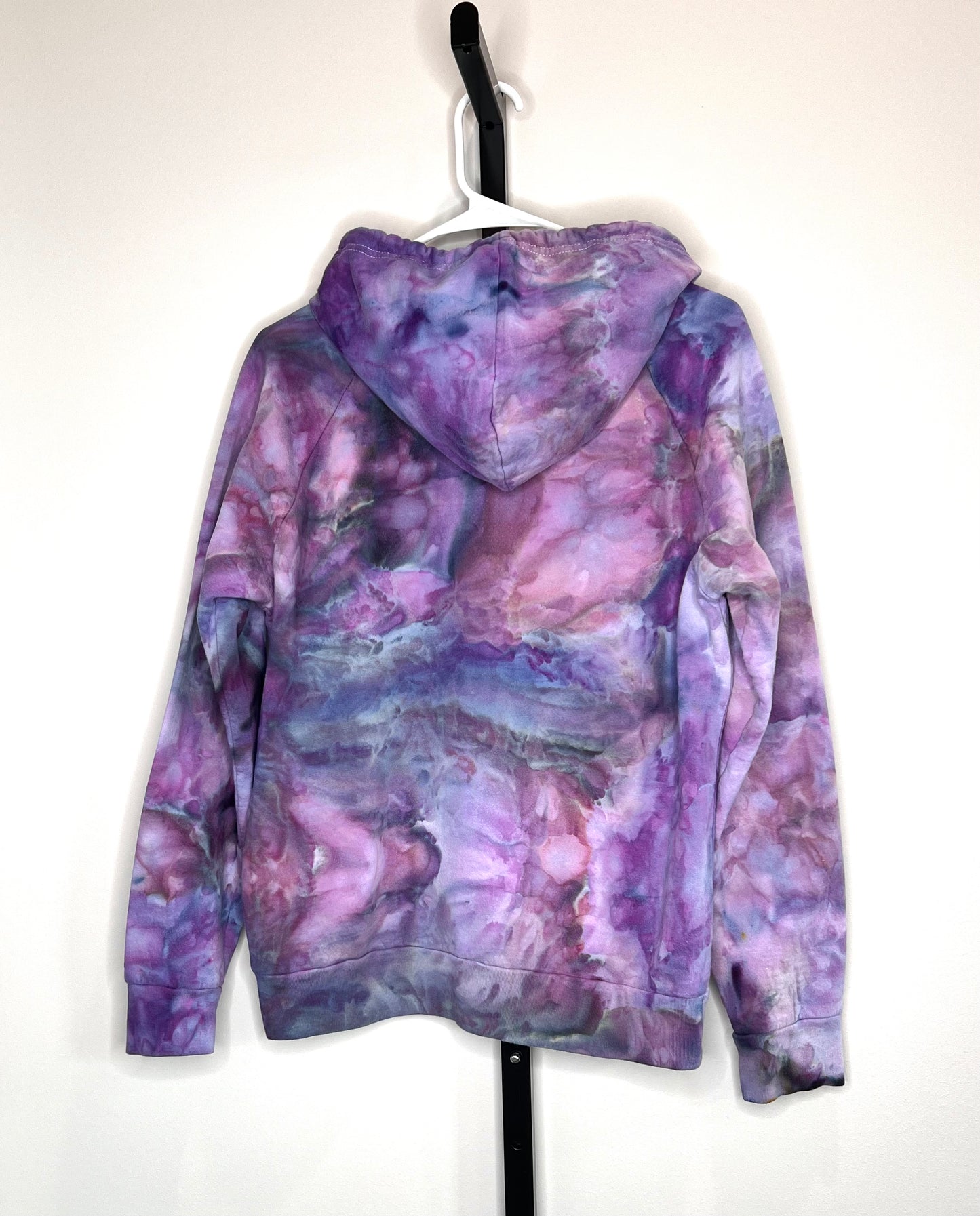 Pink and purple ice dyed zip up hooded sweatshirt-x-large unisex