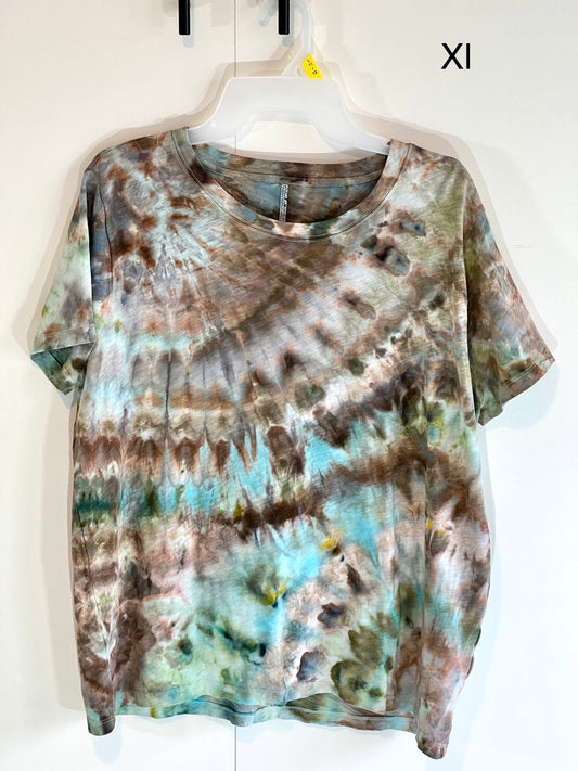 Teal and brown ice dye t-shirt- X-large