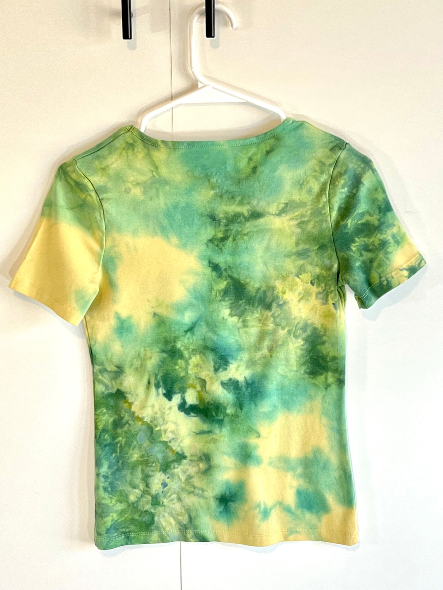 Yellow abstract ice dye t-shirt-XS