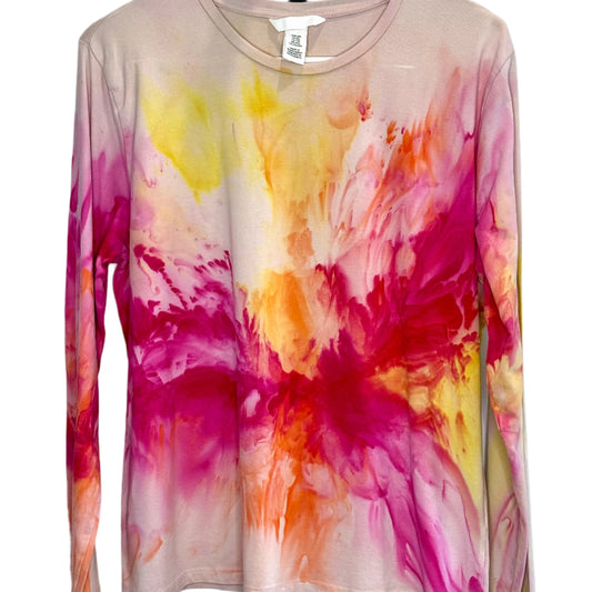 Pink, orange and yellow abstract tie dye shirt- long sleeve- Xx/large (runs small)