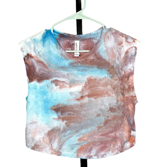 rust and blue cropped muscle tank top hand dyed- small boxy