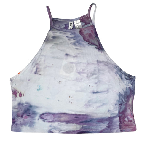 Tcu purple ice dyed high neck crop top- LARGE