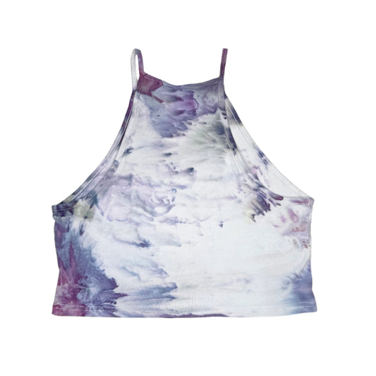Tcu purple ice dyed high neck crop top- LARGE