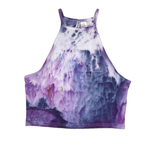 Moody purple ice dyed high neck crop top- Medium