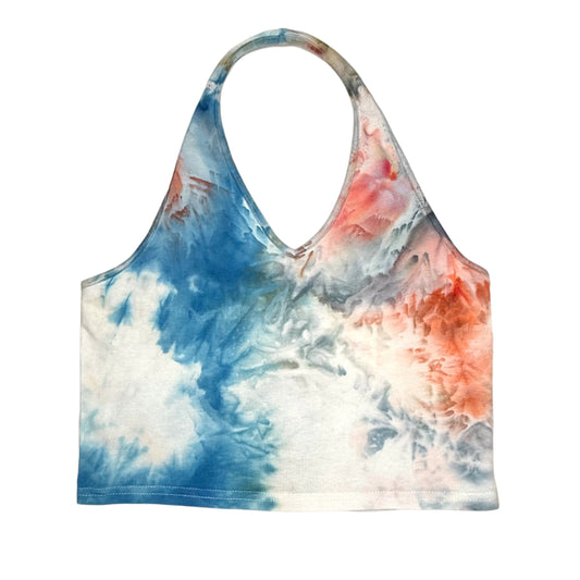 Monet inspired ice dyed haltered v- neck top- Large