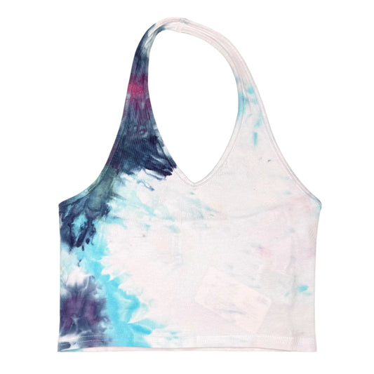 Cosmic splash ice dyed haltered v- neck top- Medium