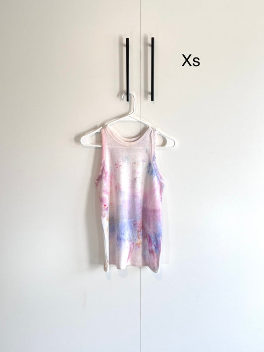 Cotton candy skies tie dyed tank top-X- small linen blend