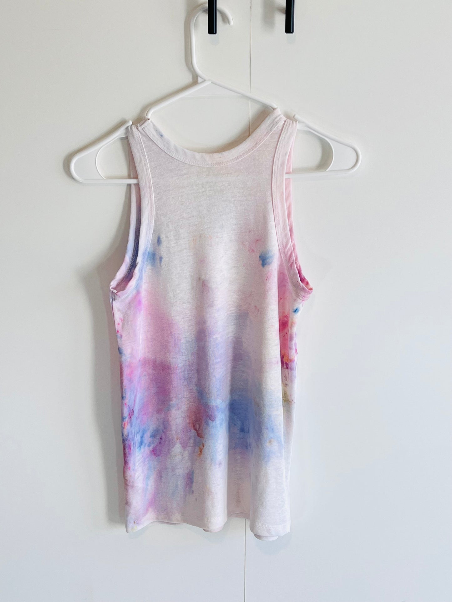 Cotton candy skies tie dyed tank top-X- small linen blend