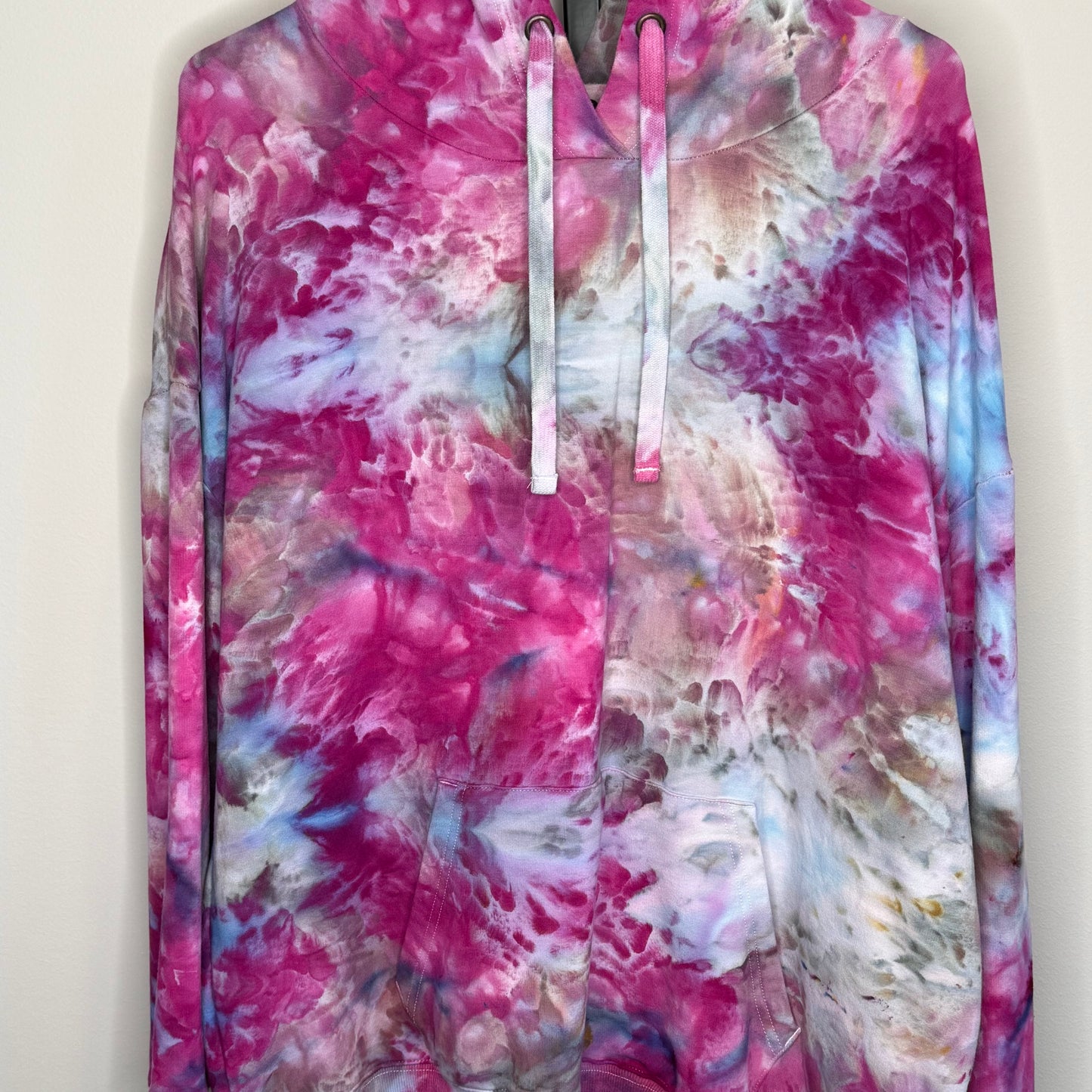 Fuchsia and blue ice dyed hoodie x-large