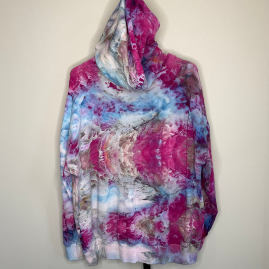 Fuchsia and blue ice dyed hoodie x-large