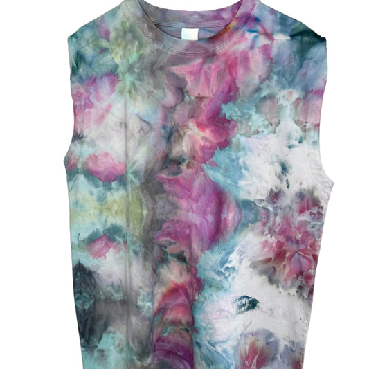 Arctic Wildflower ice dyed t-shirt maxi dress- medium runs large
