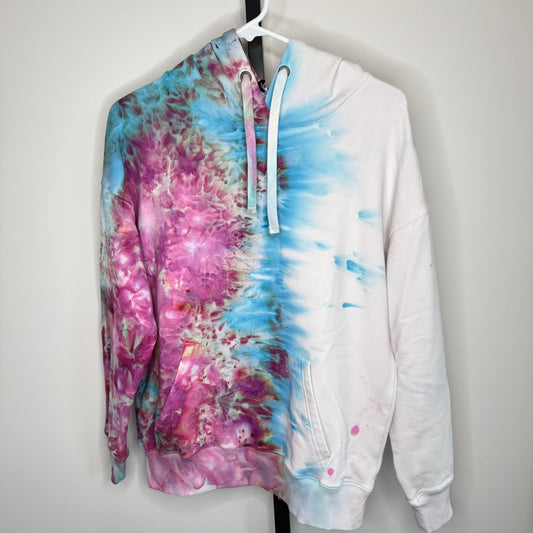 Fuchsia blue fade ice dyed buffalo hoodie SMALL